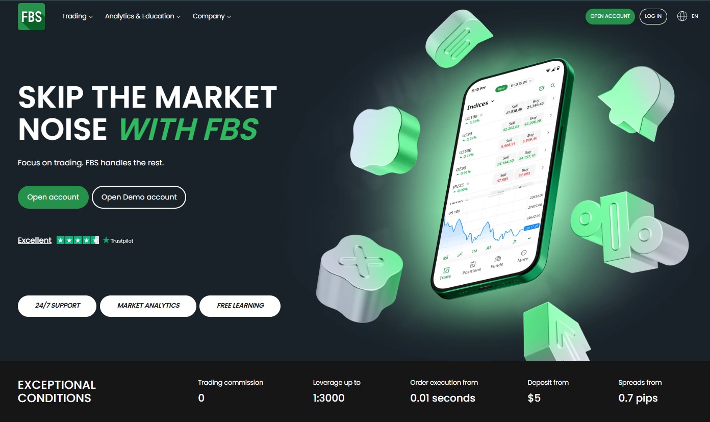 FBS broker screenshot for UAE forex review